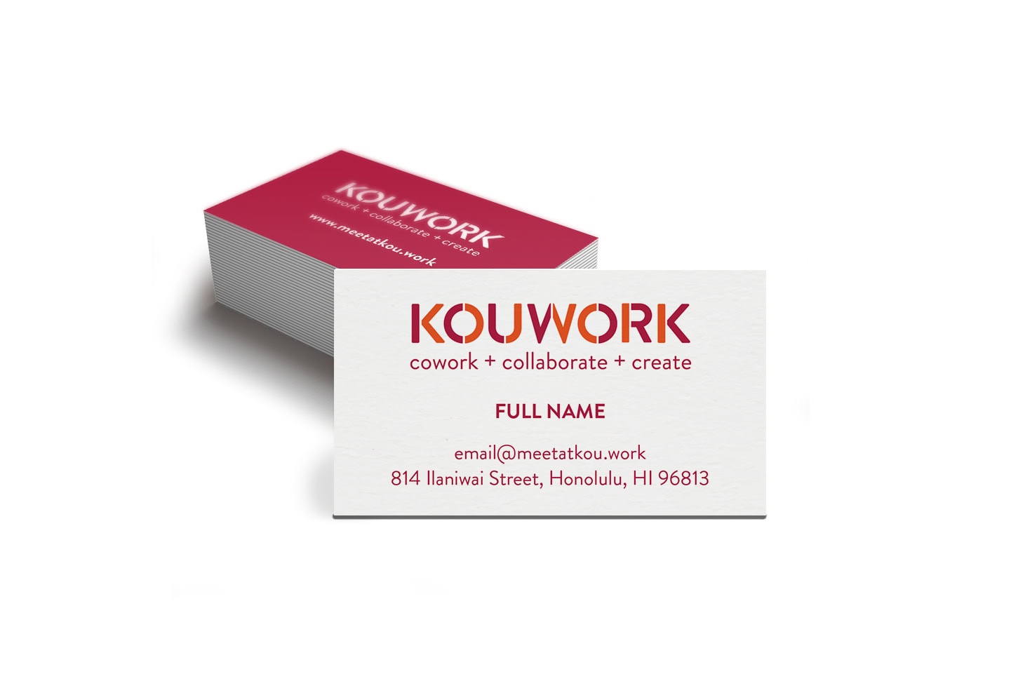 Standard size duble thick business card stacked and front side