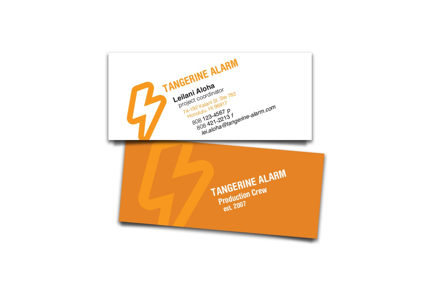 Skinny business card front and back